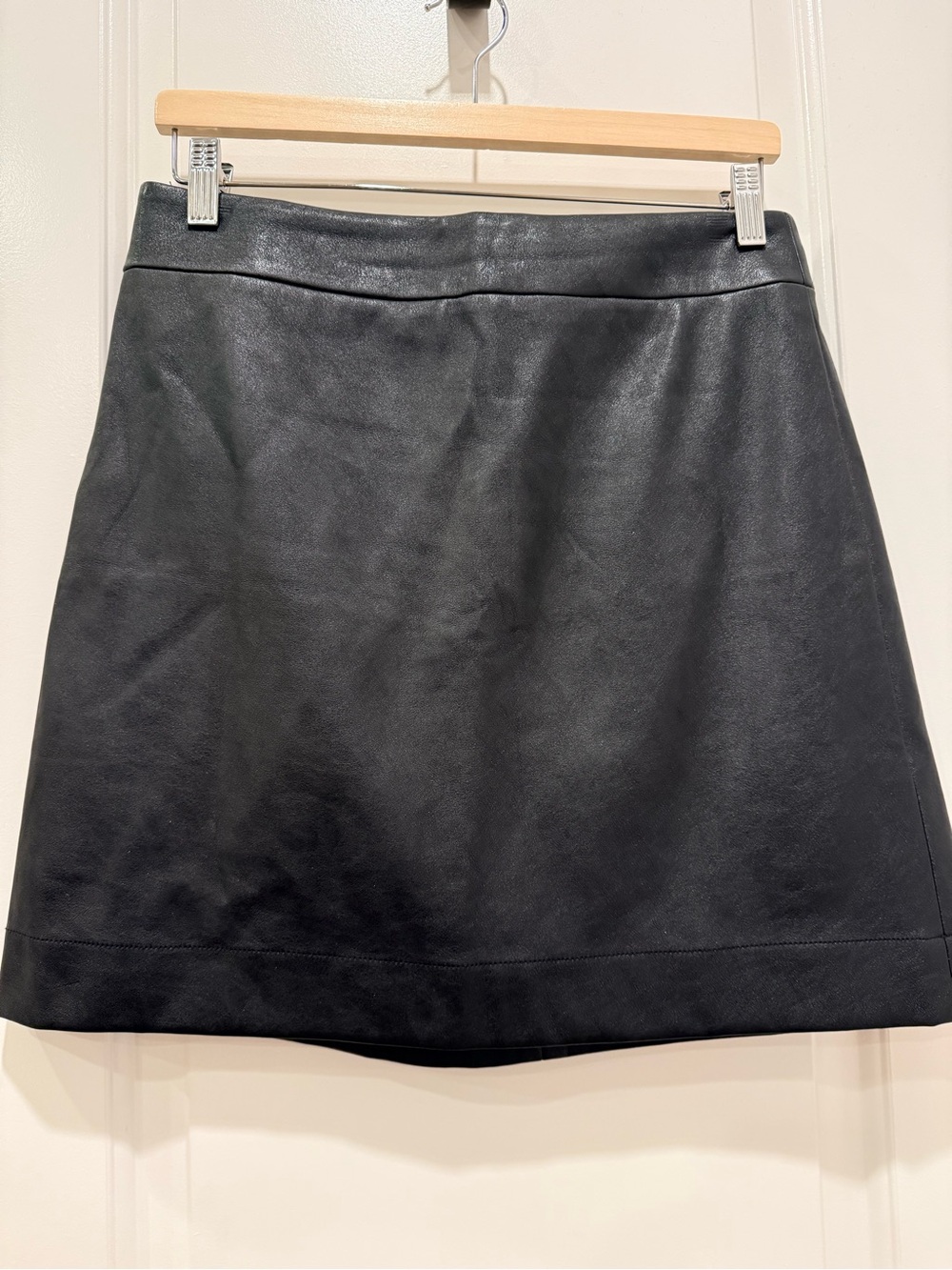 J. Crew Black Faux Leather A-Line Skirt